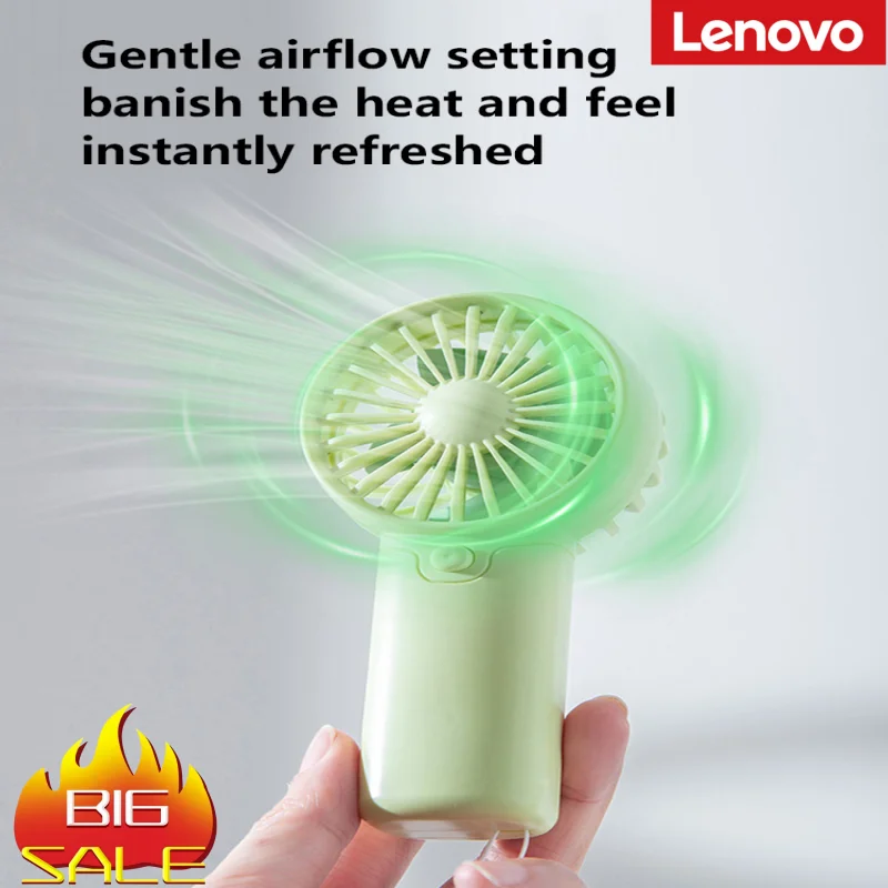 Lenovo Cute Mini Fan Portable Handheld Fan Lightweight Handy Fan Pocket Size Low Noise Small Electric Fan Gift Outdoor Fan