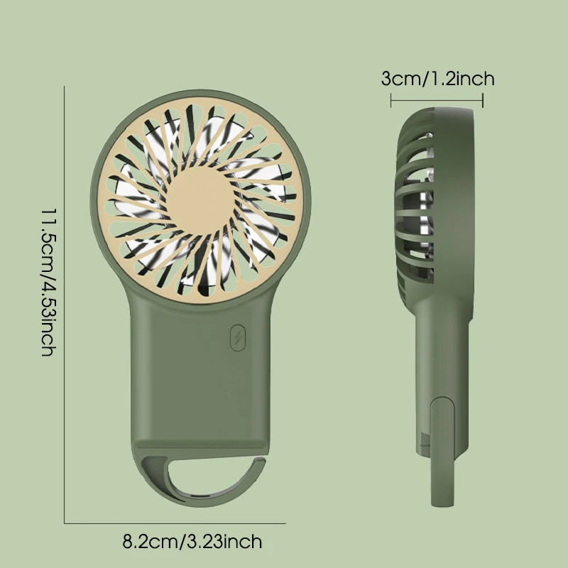 Portable Mini Fan With Hook USB Rechargeable Silent Foldable Table Fan Handheld Pocket Fan For Home Office Travel