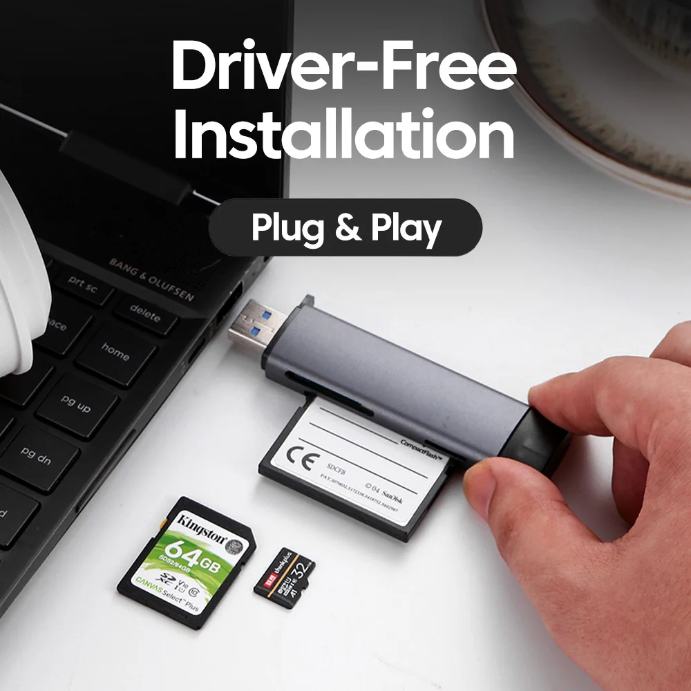 5-in-1-Multifunktions-USB-TYPE-C-Kartenleser, externer Speicher, schwarzer Stretch für Memory Stick USB 2.0 Mini SD TF CF-Kartenleser