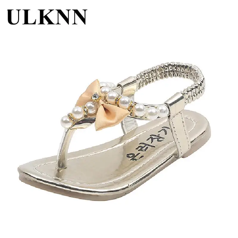 

Sandals For Girl's Anti-Slippery Beach Beading Shoes Babay Pink Gorld Bowknot Sandlies Rhinestone Purple Sandals For Baby