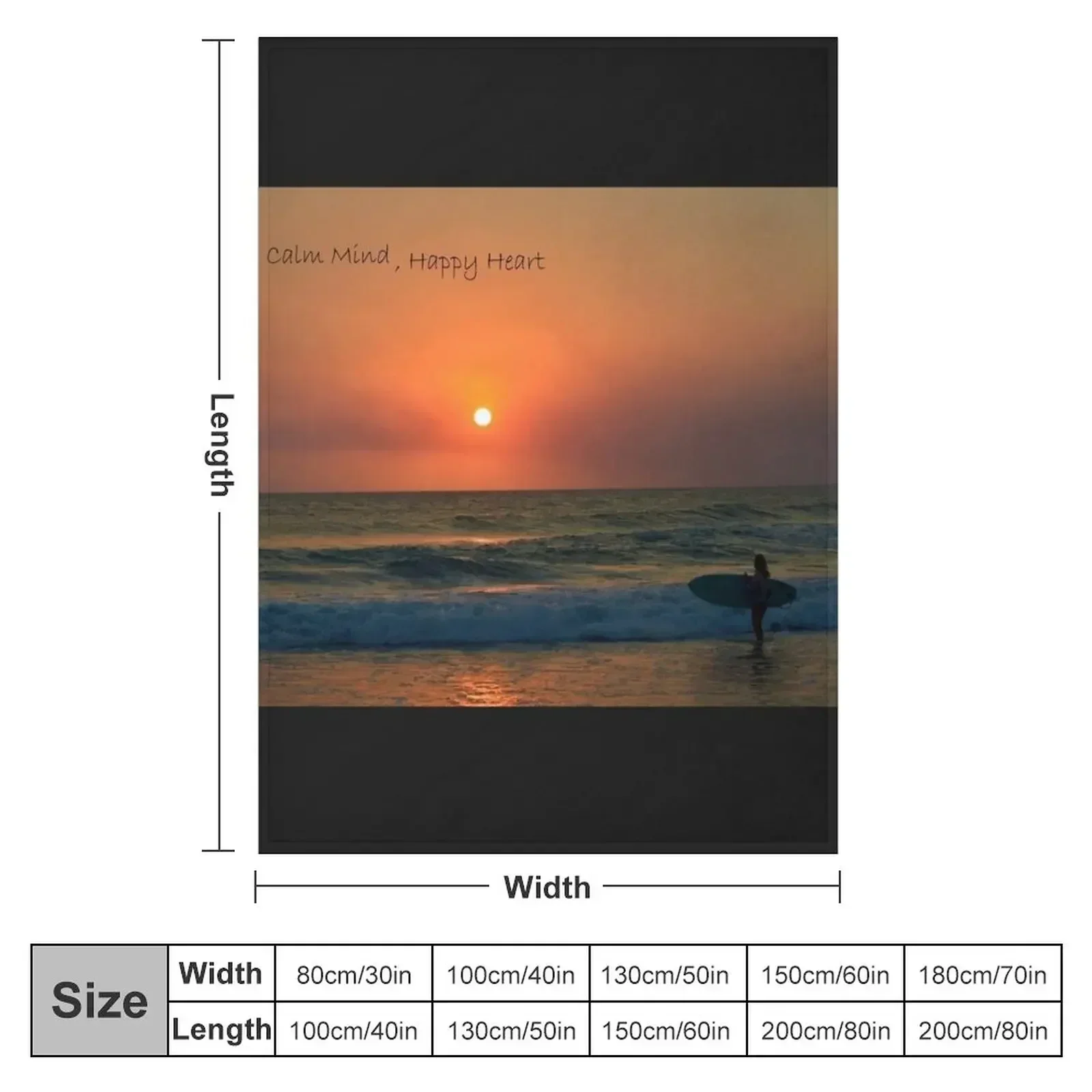 Surf Girl- Calm Mind Happy Heart - Gold Coast Australia Throw Blanket Weighted Large Tourist Blankets For Bed Blankets