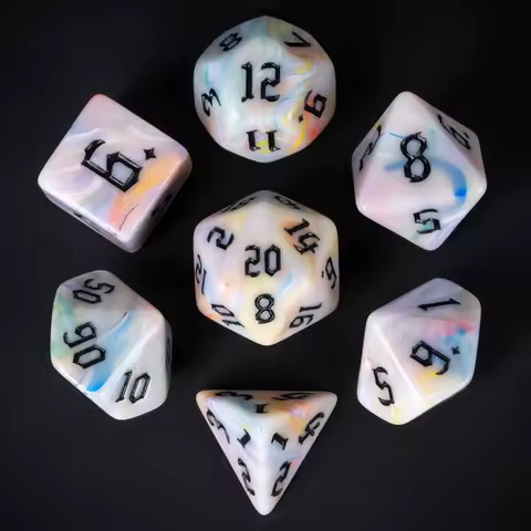 New Mixed Color DND Dice Set-7Pcs Brushed RPG Polyhedral Dice Set for D&amp;D Pathfinder Tabletop Games D20,D12, D10, D00,D8, D6,D4