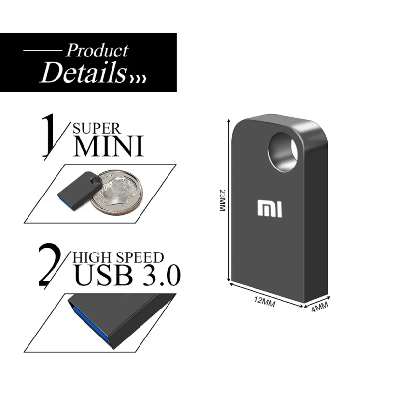 Xiaomi Mini U Schijf Usb Geheugen 2Tb 1Tb 512Gb Flash Drives Metalen Draagbare Usb 3.0 Type C Hoge Snelheid Waterdichte Pen Drive Stick