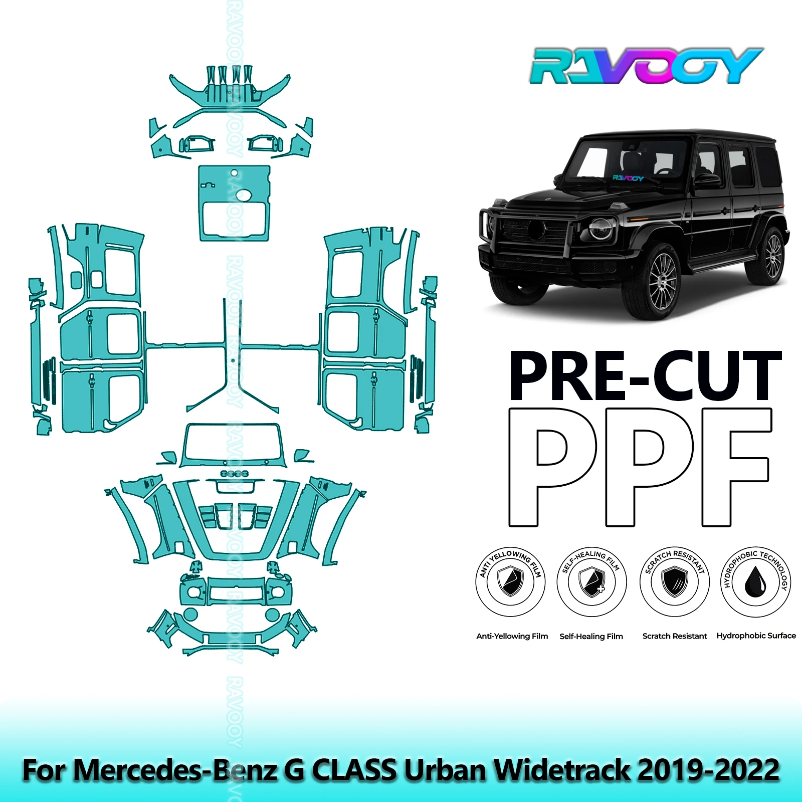 For Mercedes-Benz G CLASS Urban Widetrack 2019-2022 Full Body Pre-Cut Paint Protection Film PPF Stone Chip Kit Clear/Matte/Black