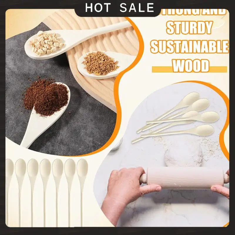 

24-Hour Delivery 10 Inch Long Handle Wooden Spoons 50 Pcs Stirring Spoons For Cooking For Baking Mixing Serving Bulk