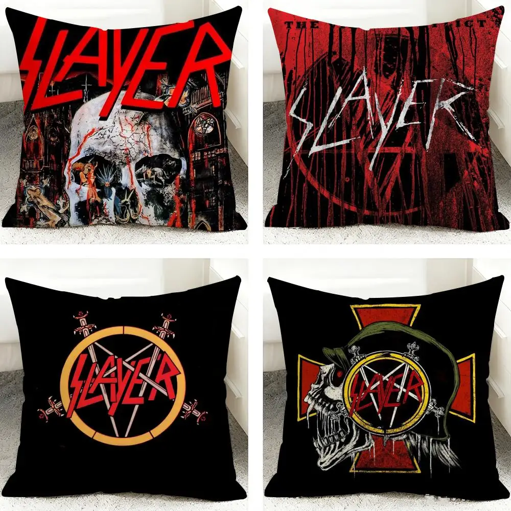 Classic Band S-Slayer Cushion Cover Soft Short Plush Pillow Case Cushion Cover for Living Room Sofa Decor