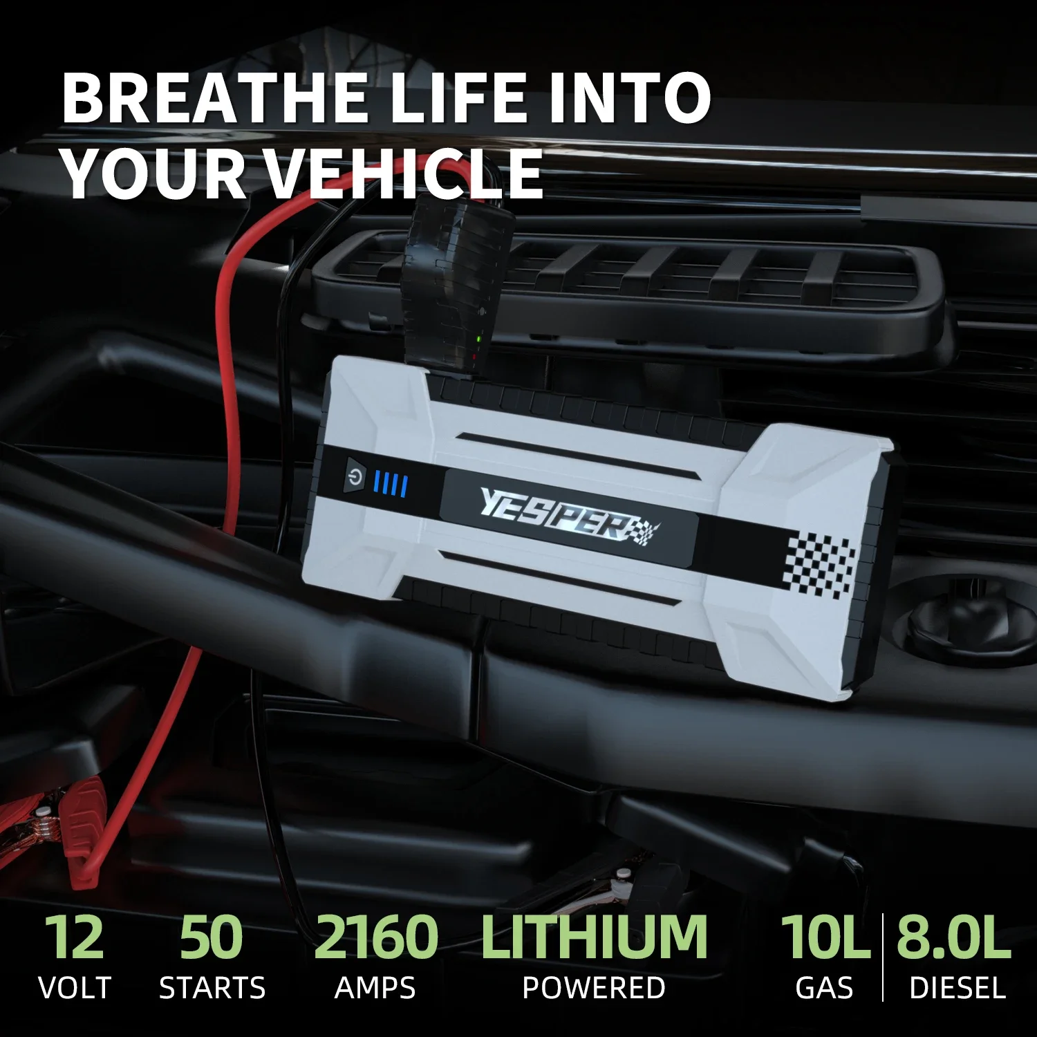 yesper Speed 2160A Peak Current portable 12V Car booster Emergency Lithium Battery Jump Starter for pickup