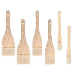 1/6pcs Wood Handle Wool Brush Baking Brush Household Barbecue Brush, Cooking Paint Tools, Hardwood Handles Pastry Brushes