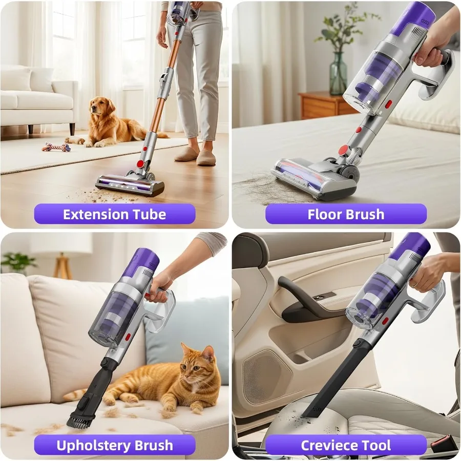 Aspirapolvere senza fili con filtro HEPA Rilevamento di potenza Pulito Sistema vuoto automatico di svuotamento Attacco portatile ricaricabile S