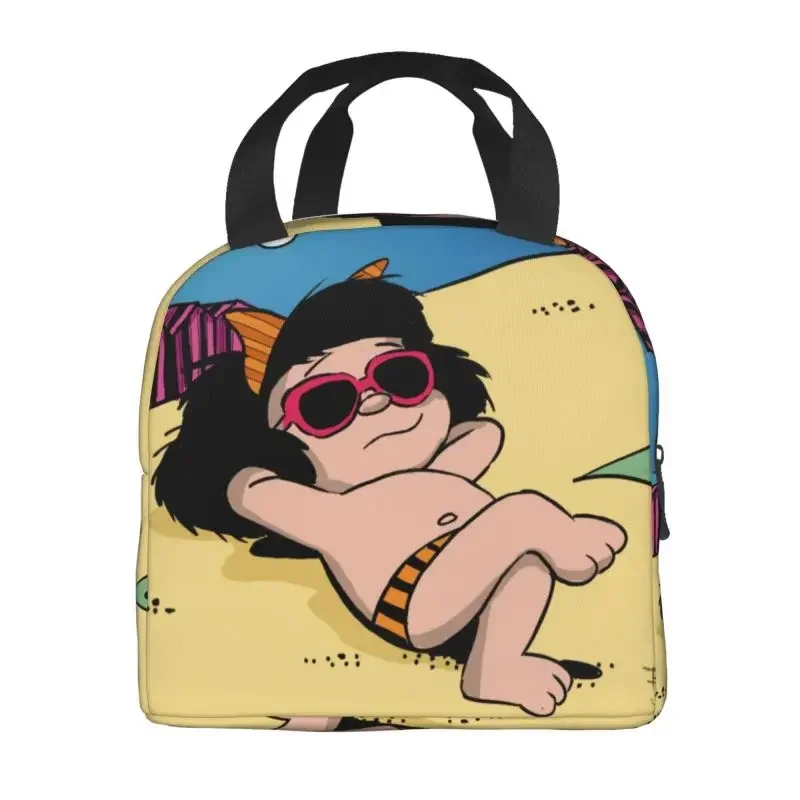 Happy Mafalda Insulated Lun Bag for Sool Office Cartoon Anime Waterproof Cooler Thermal Bento Box Women Kids