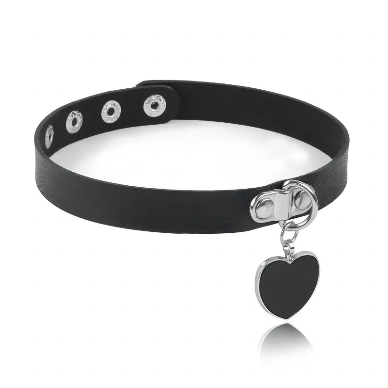 Sexy Necklace Collar Leather Bdsm Cosplay  Heart Collars And Leash Set For Women Bondage Gothic Choker Bell Accessories