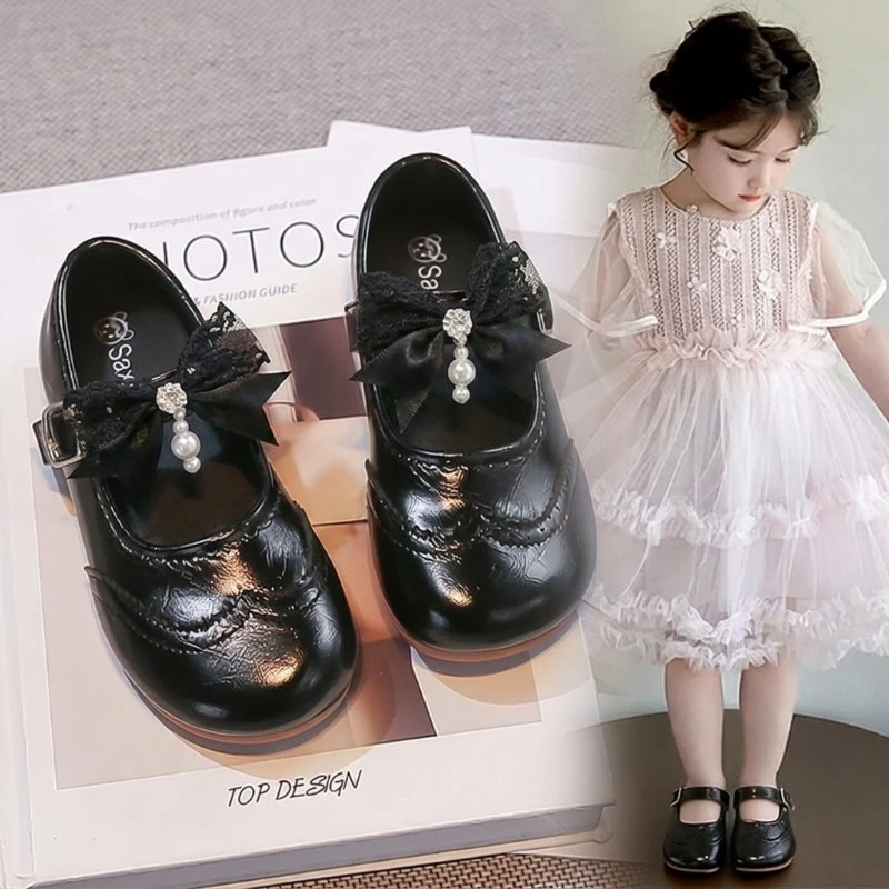 Mädchen-Lederschuhe, einfarbig, vielseitige flache Kinderschuhe, runde Zehen, weiche Sohle, 2026 brandneue Prinzessinnenschuhe für Kinder, rutschfest. – Detail 4