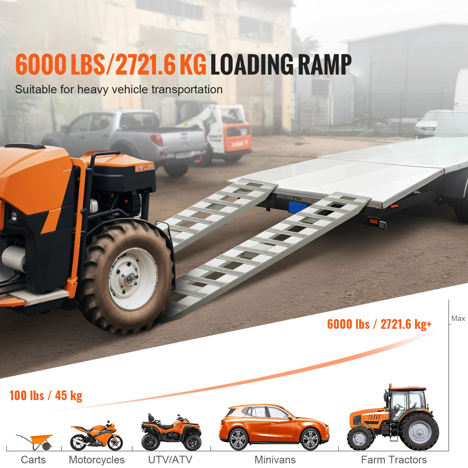 Succe Buy Aluminum Ramps 6000 LBS Capacity Loading Ramps for Motorcycle/Dirt Bike/Trailer/ATV/UTV/Garden Tractor/Lawn Mower, 2