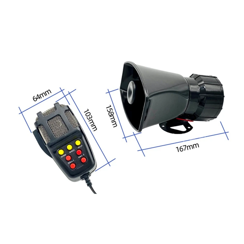 NCSMT 12V Car Alarm Horn with 7 Tones Wireless Remote Control Alarm Horn Motorcycle Modified Vehicle Loudspeaker Horn