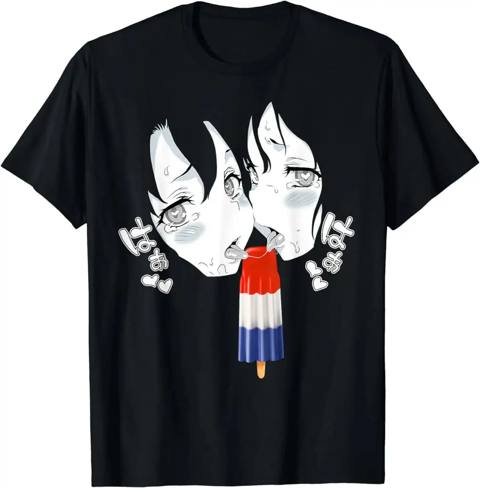 New Sale Funny Face Tee Anime Manga Hentai Popsicle Apparel T-ShirtAnime Pattern Clothing Y2K Summer