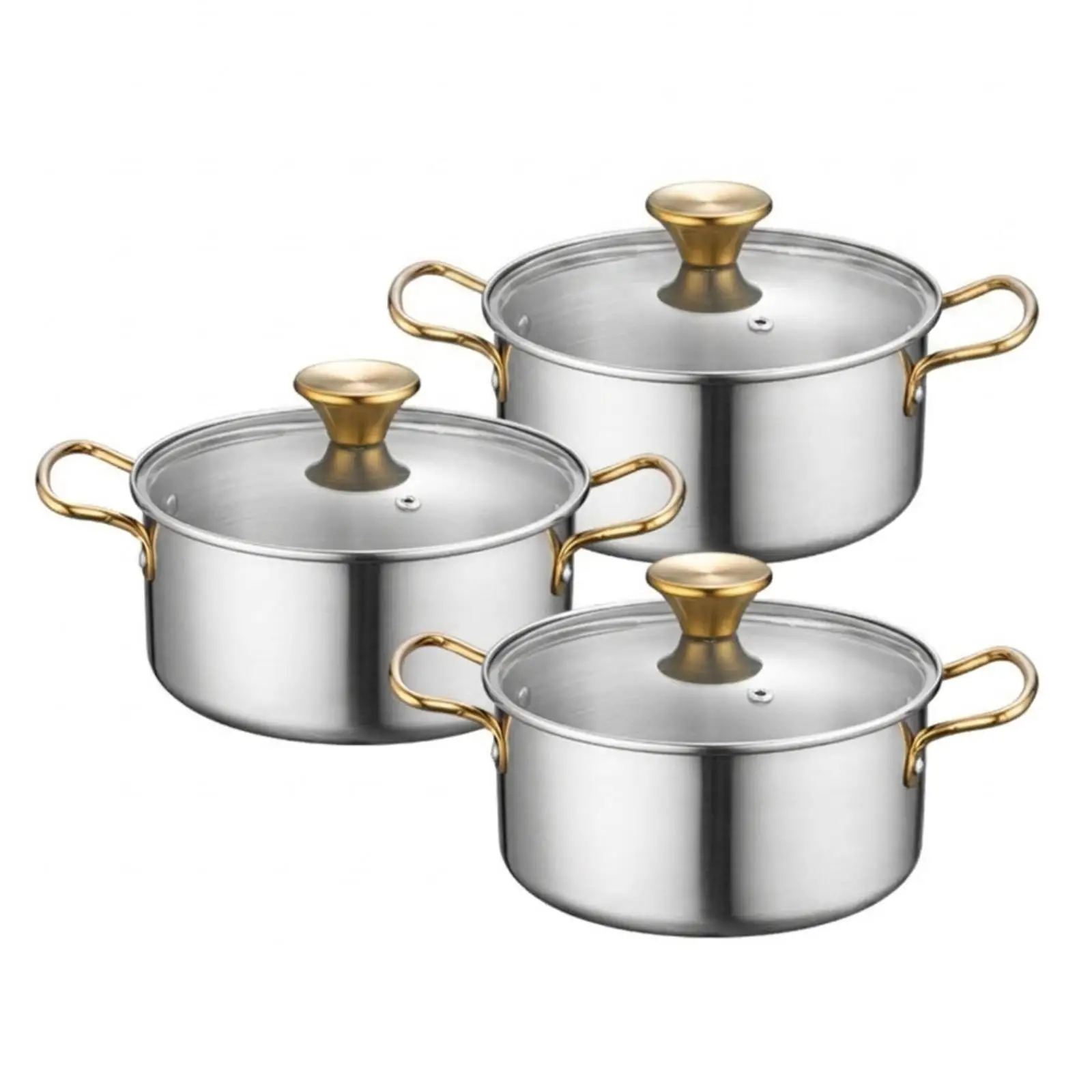 Kitchen Cooking Utensils Durable Steel Pot Set with Side Handles Pot Covers for Steaming and Simmering Meals
