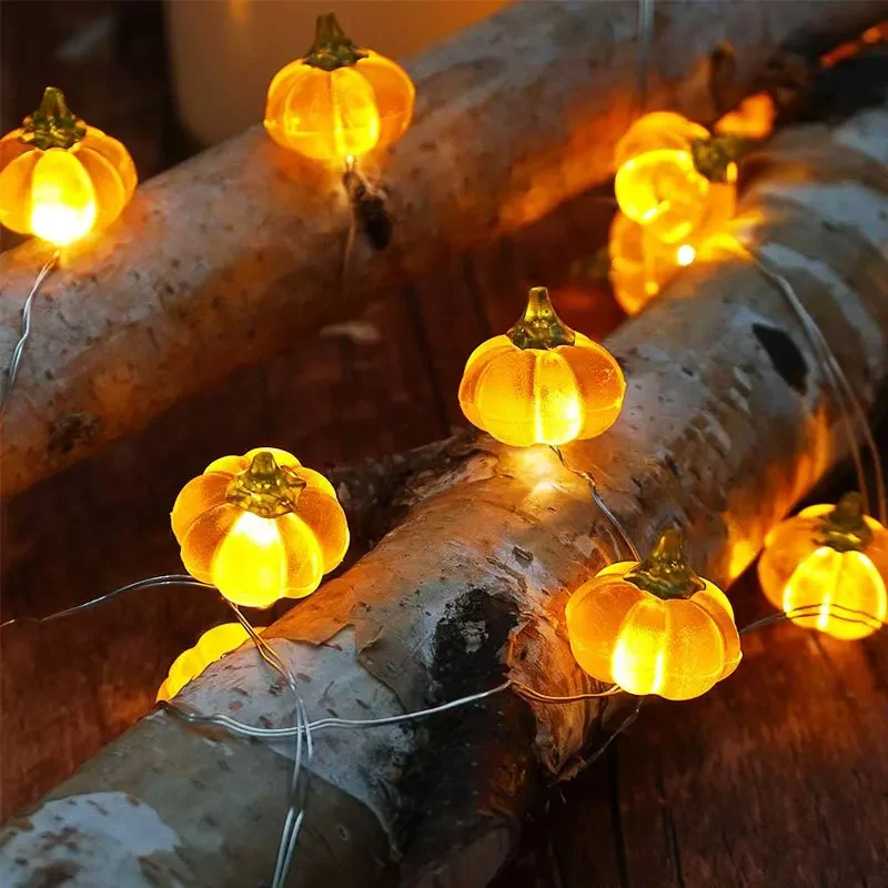 Bella lanterna a forma di zucca 3D a LED Halloween Bar Negozio Atmosfera Layout di scena Decorazione Stringhe di illuminazione colorate 5M