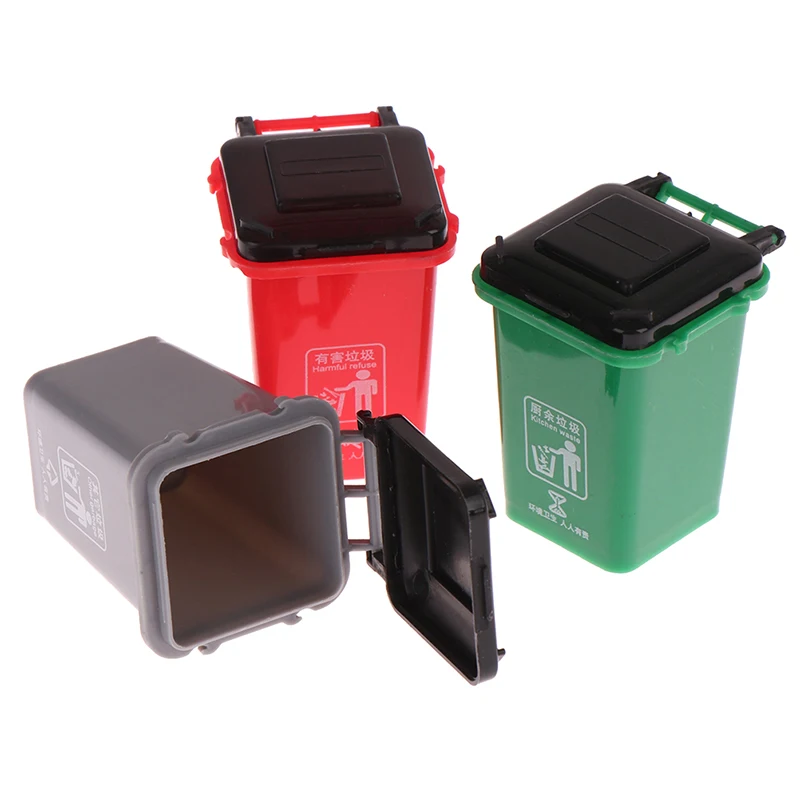 1:12 Dollhouse Mini Trash Can Toy Garbage Truck Cans Curbside Vehicle Garbage Separation Bin Toys Storage Box Home Desk Dustbin