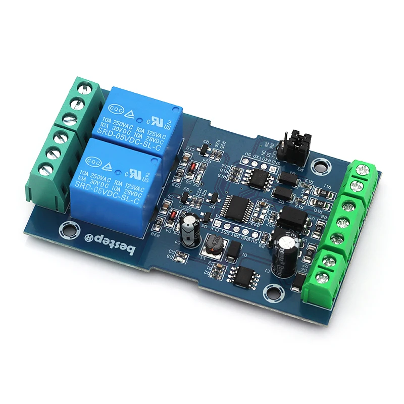 7-24V Modbus-Rtu 2/4 Channel Relay Module Switch Modbus RTU RS485/TTL Communication Input Output W/ Anti-reverse Protection