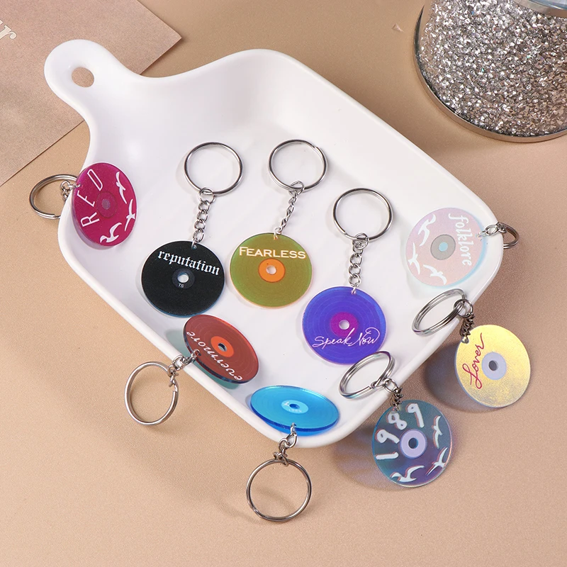 Creative Glitter Acrylic Circular Record Charm Pendant For DIY Earrings Keychain Making