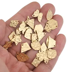 20pcs Stainless Steel Gold Plated Heart Moon Butterfly Tags Small Charms Coin Blank for DIY Jewelry materials Making Bracelet