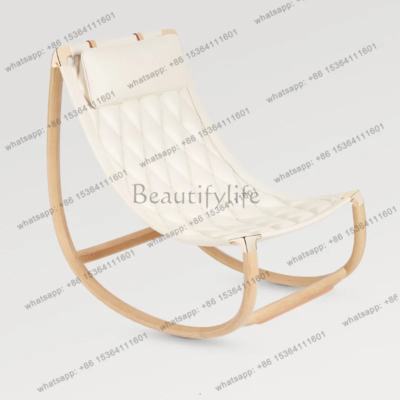 Modern minimalist half-moon rocking chair designer walnut lazy lounge chairFactory Direct