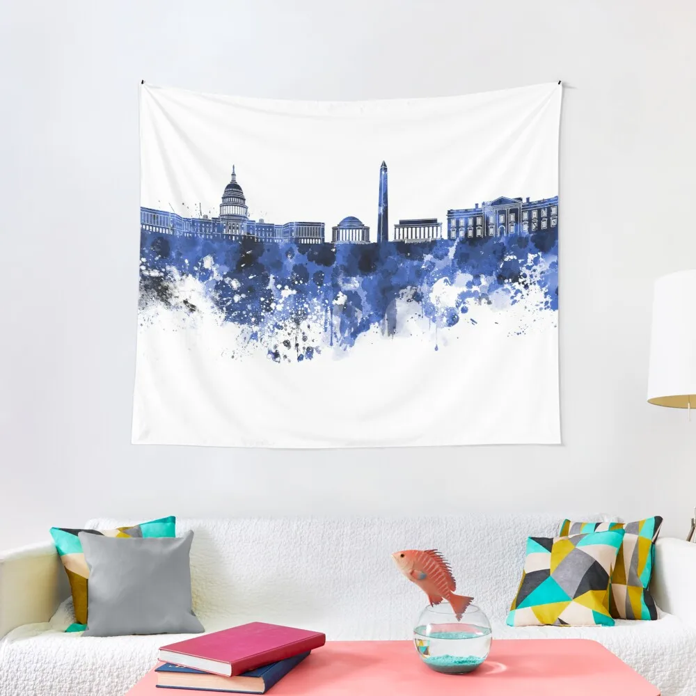 

Washington DC skyline in blue watercolor on white backgroundTapestry Decoration Halloween