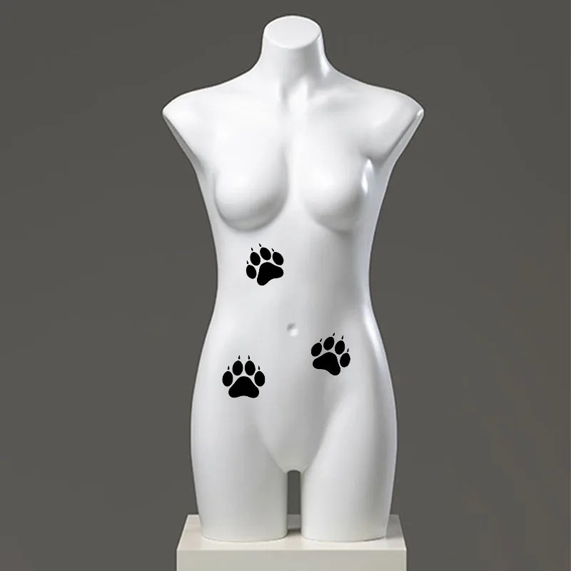 Realistic Sexy Belly Tattoo Stickers for Women, Waterproof and Sweatproof Body Art, Leg Dog Paw Pattern Temporary Stickers