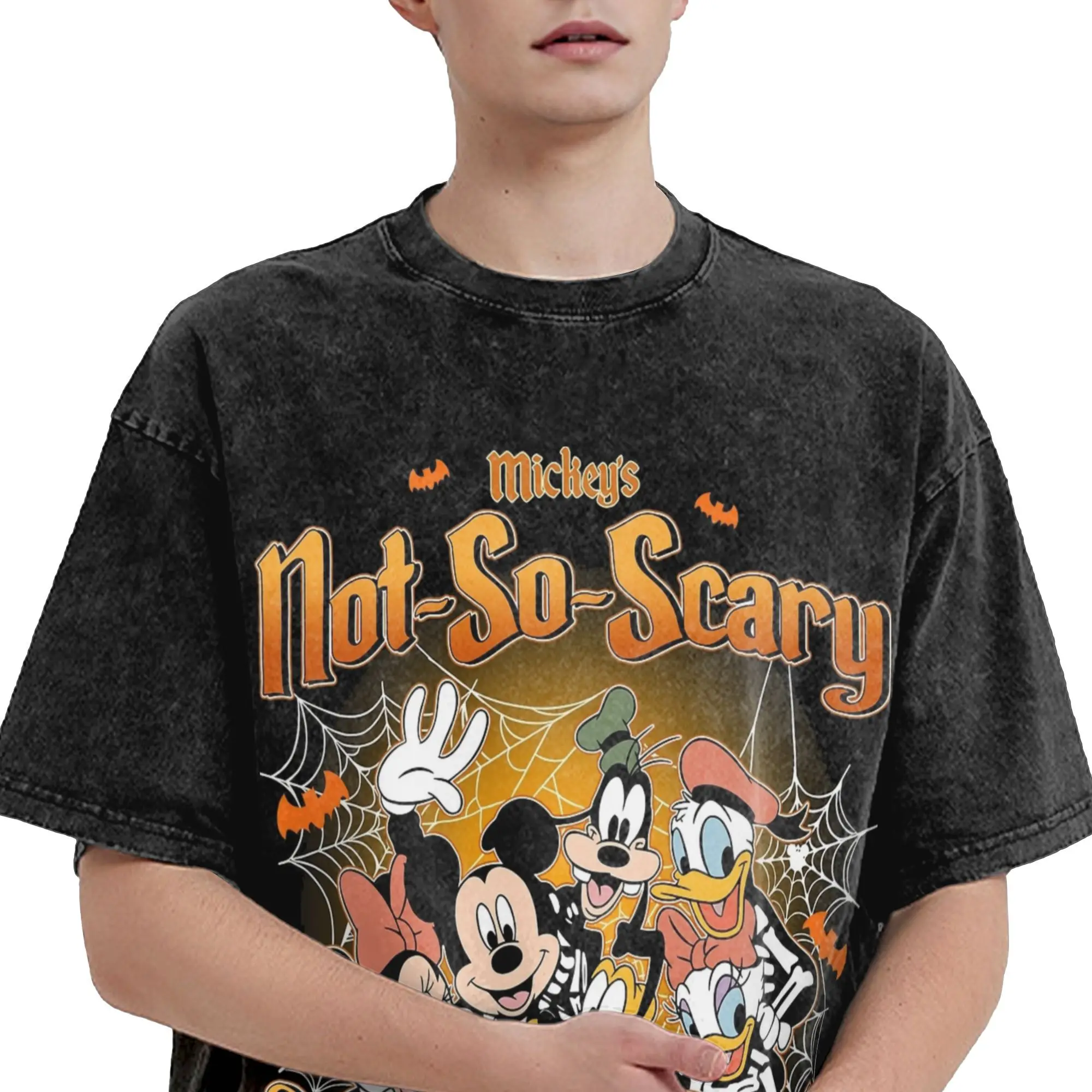 ميكي ليس مخيف جدا حفلة الهالوين تي شيرت الهيب هوب غسلها القطن تي شيرت على طراز هاراجوكو بلوتو موضة الرجال بلايز الشارع الشهير الصيف تيز #5