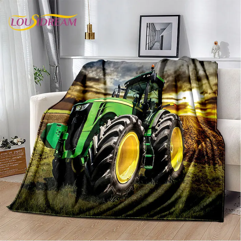 Car Tractor Truck Series Pattern Soft Plush Blanket,Flannel Blanket Throw Blanket for Living Room Bedroom Bed Sofa Picnic Cover