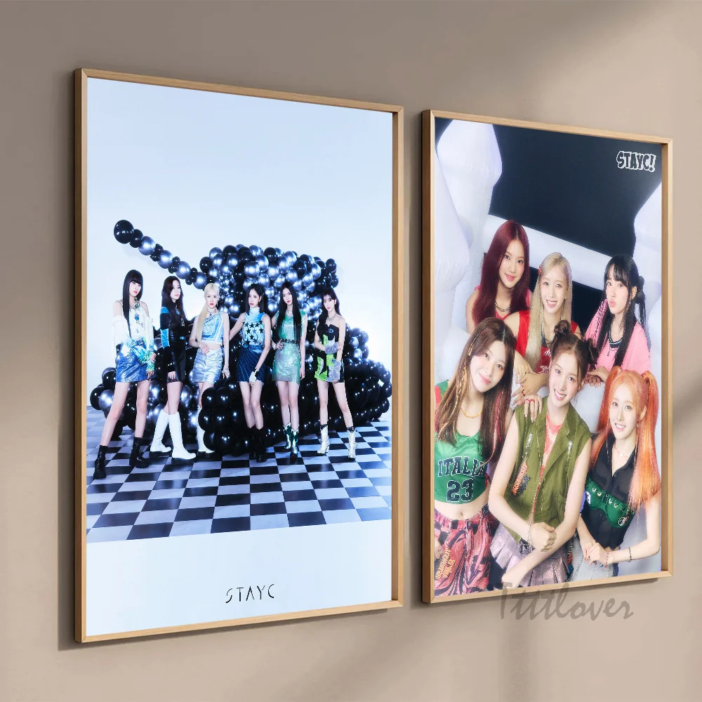 Kpop Group STAYC Poster Stickers Art Wall Murals Decor Game Room Decor Gifts HD Painting