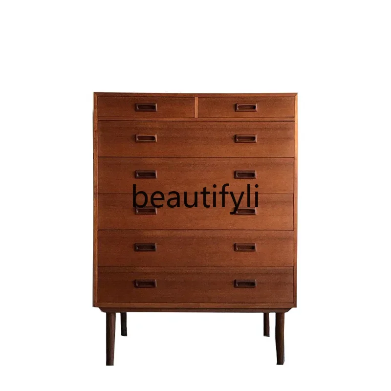 All solid wood black walnut six-chest cabinet