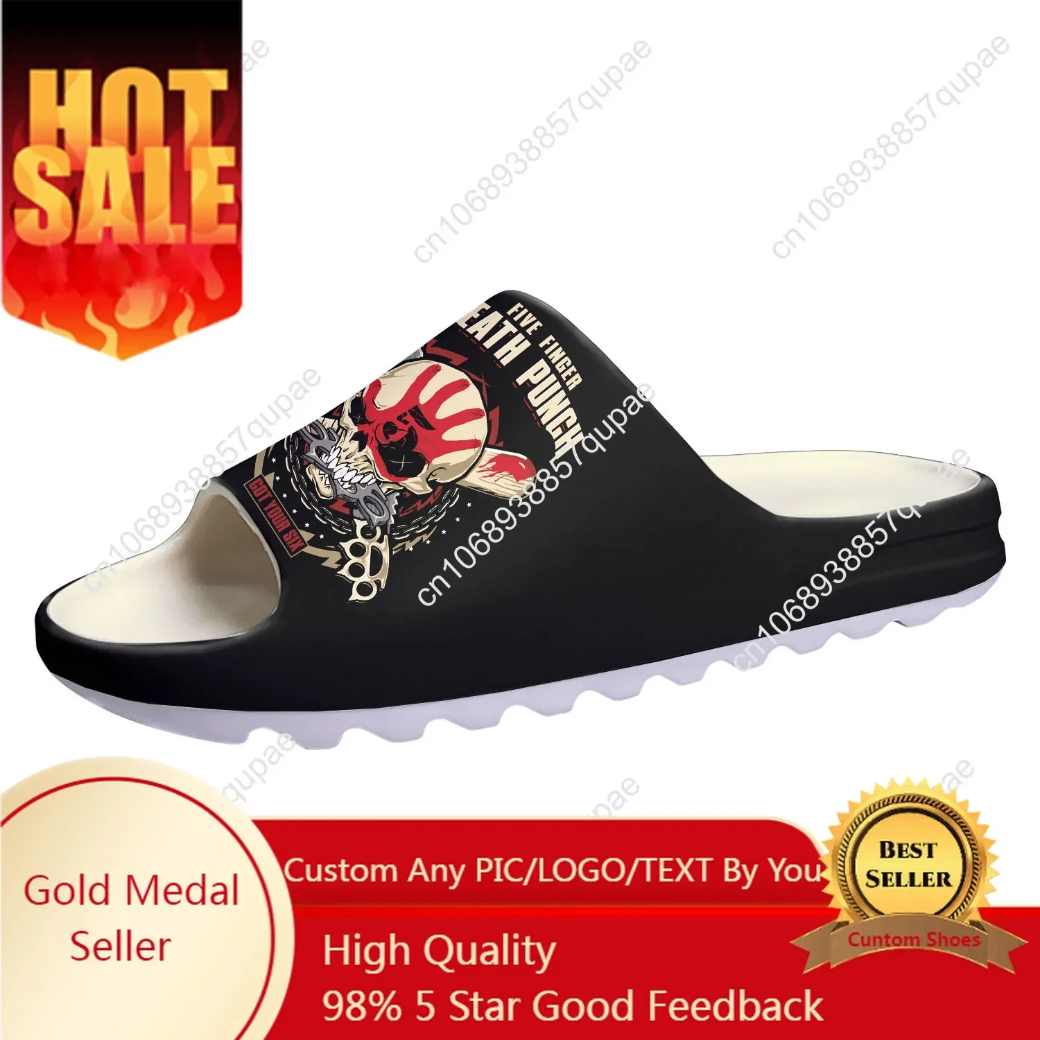 

Five Finger Death Punch Soft Sole Sllipers Home Clogs Mens Womens Teenager Custom Made Sandals Water Shoes On Shit Step in