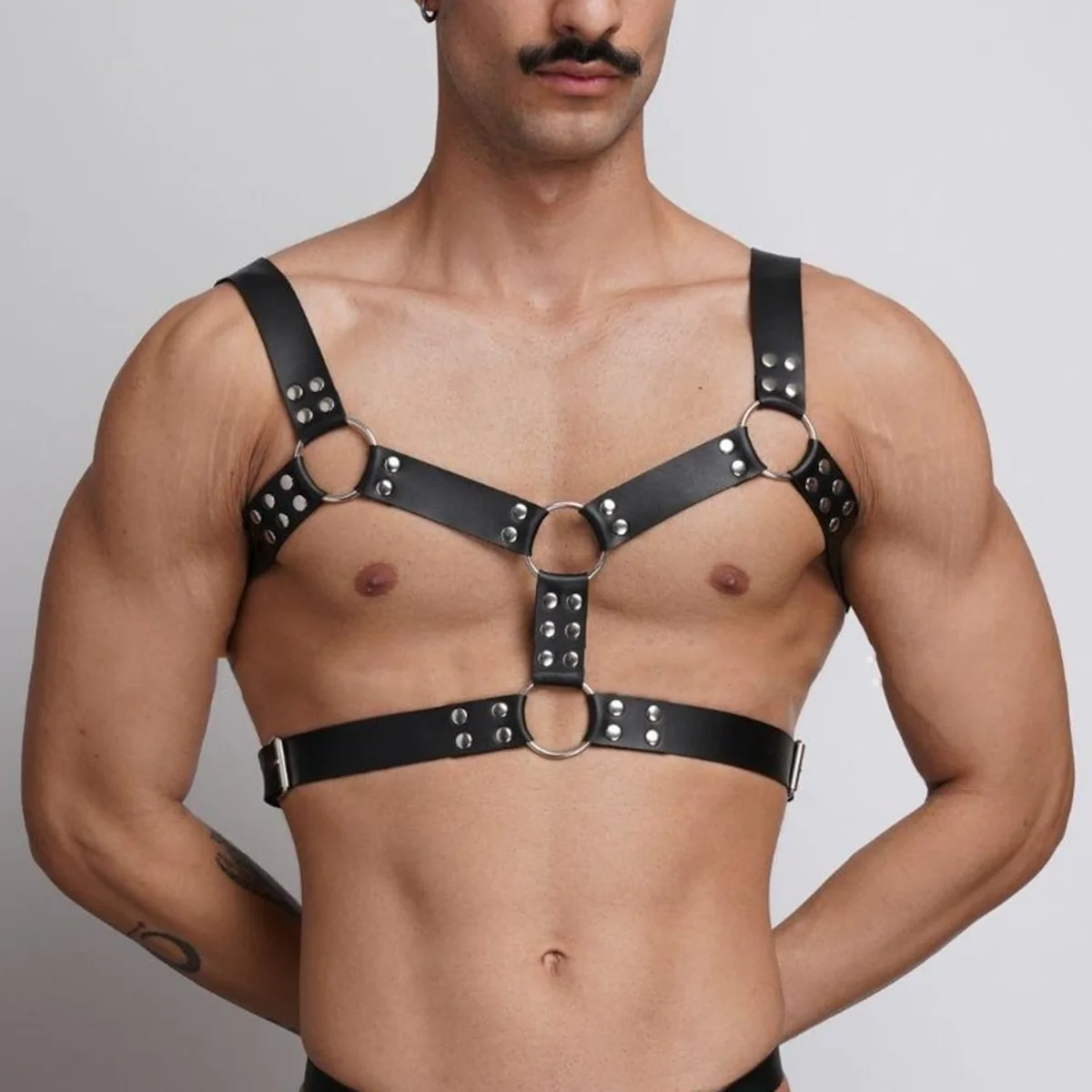 Men's sexy chest strap PU leather underwear men's adjustable carnival gay clothing BDSM fetish full body strap