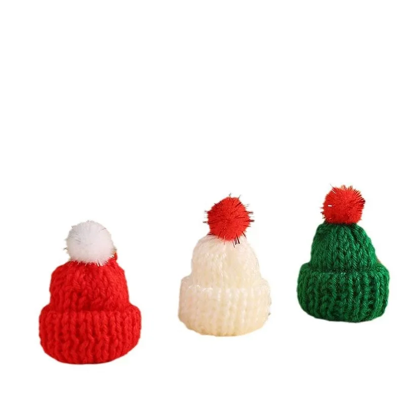 

Spot Christmas mini woolen hat Korean version knitted hat diy cake wine bottle decoration finger hat accessories