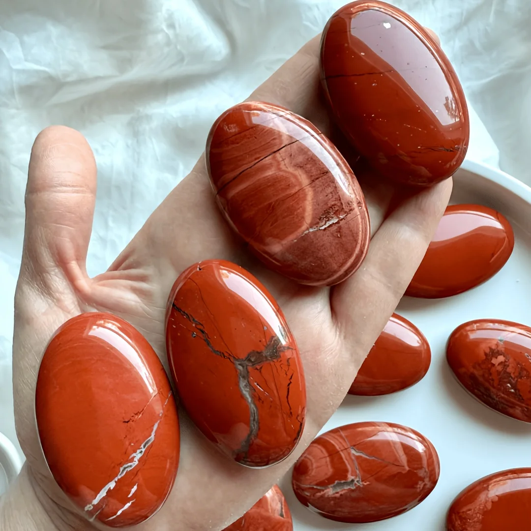 Natural Red Jasper Agate Palm Stone, Smooth Agate Crystal Pocket Worry Stones, Red Jasper Oval Palm Stone, home decorative stone