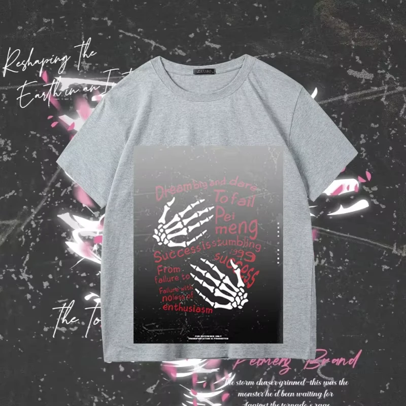 

Street style graffiti t-shirt couple style high street personalized design multifunctional summer shopping round neck
