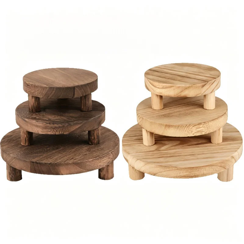 Wooden Display Risers Set  Natural Wood Available, Multi Tier Wooden Display Shelf for Dessert, Figurines, Makeup, Plants