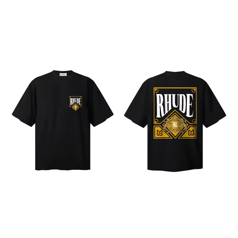 2026 new Fashion Versatile Rhude Short Sleeved Summer Round Neck New Style High-quality Printed T-shirt