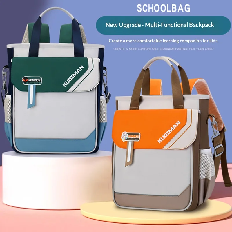 Student backpack, spinal protection, double-shoulder bag, large capacity, tutoring bag, single-shoulder messenger bag