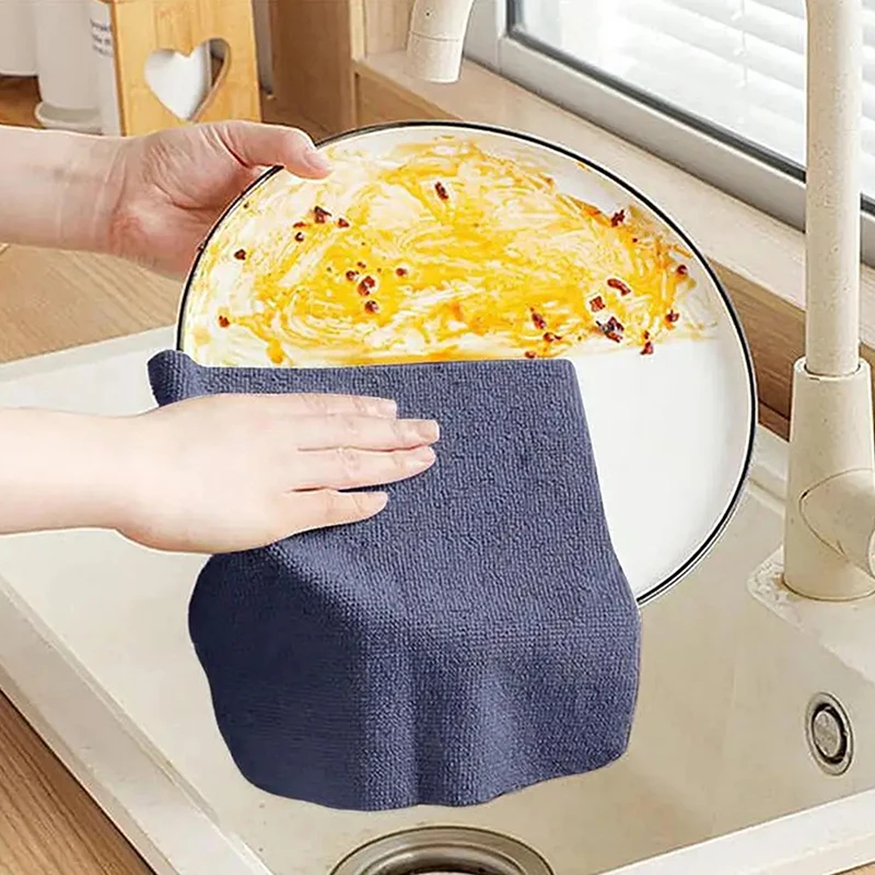 20PCS/Box Microfiber Towel Absorbent Kitchen Cleaning Dishcloth Non-stick Oil Dish Rags Napkins Tableware Home Cleaning Towels