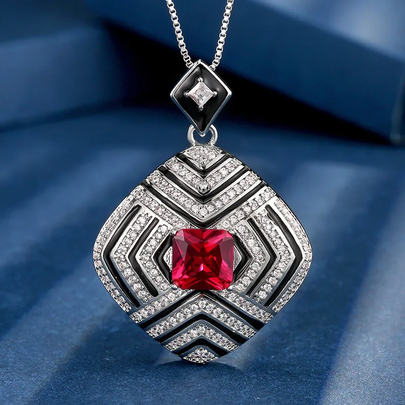 Jewelry Gold-plated Vintage Red Corundum Princess Cut Personalized Set Main 8*8