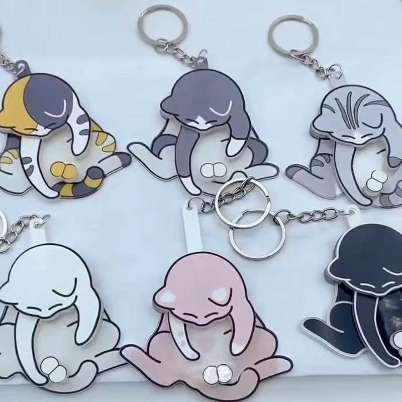 

Креативный брелок для ключей с яйцом и котом, милый и забавный вращающийся акриловый кулон для сумки для женщин, брелок для ключей, кошелек, аксессуар для сумки