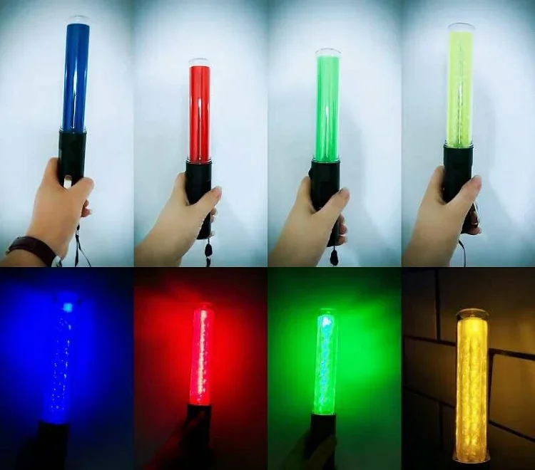 26cm Traffic Light Baton Concert Light Stick Side Clip Design Signal Traffic Wand LED Warning Lamp 3 Flashing Modes