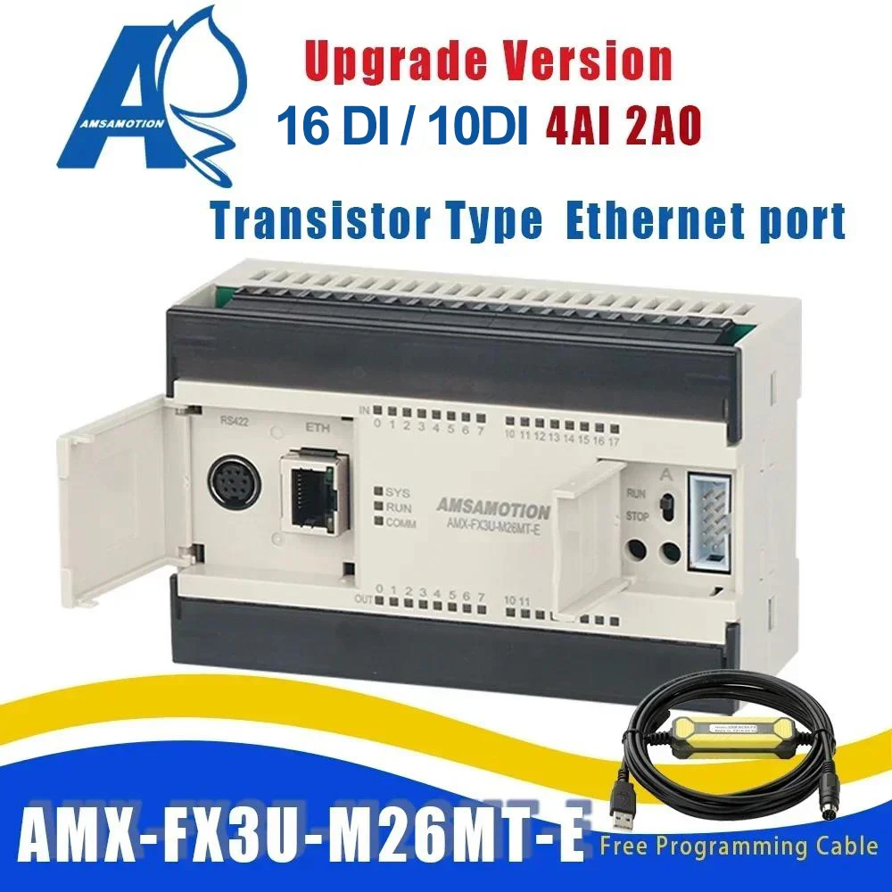 

Обновленная версия AMX-FX3U-26MT-E Ethernet PLC, замена транзистора Mitsubishi MELSEC, выход 4AI/2AO 16DI/10DO PNP MODBUS + кабель