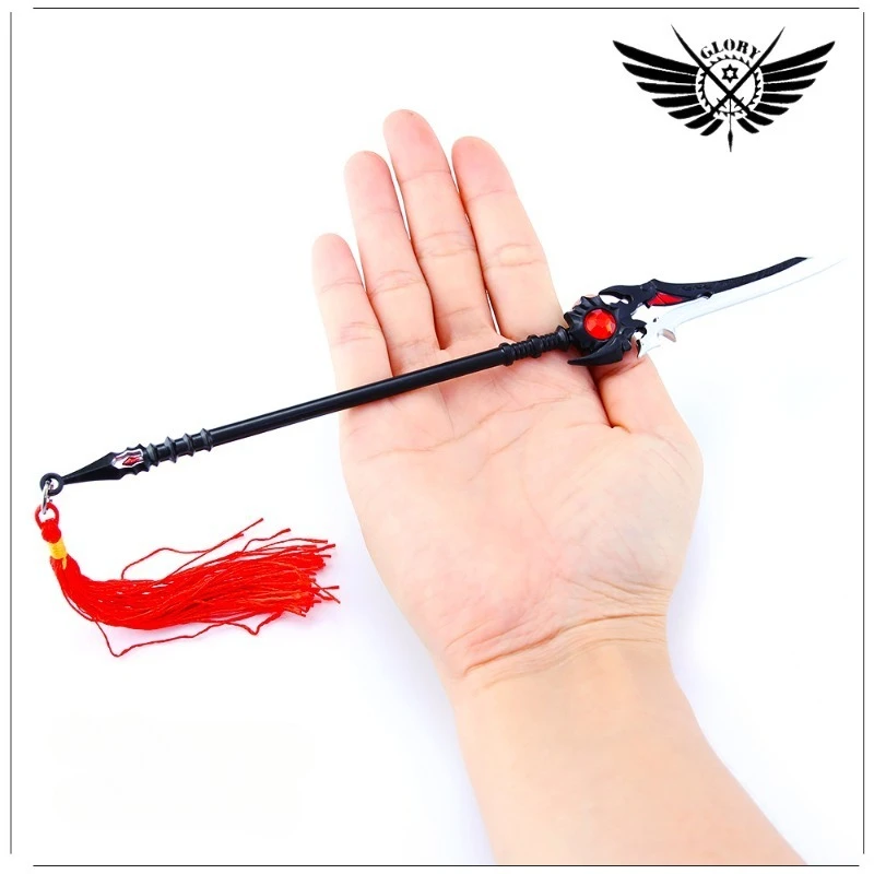 22 سنتيمتر/8.66in الصورة الرمزية للملك أنيمي الطرفية سلاح نموذج معركة الرمح لعبة معدنية الحلي جمع شاشة لسطح المكتب عيد ميلاد