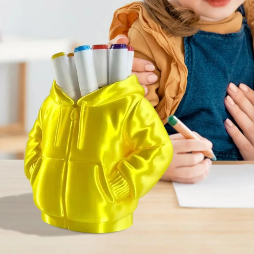 Puffer Jacket Design Desk Pen Holder Plastic Multifunctional Pen and Pencil Holder 3D Printing Large Capacity