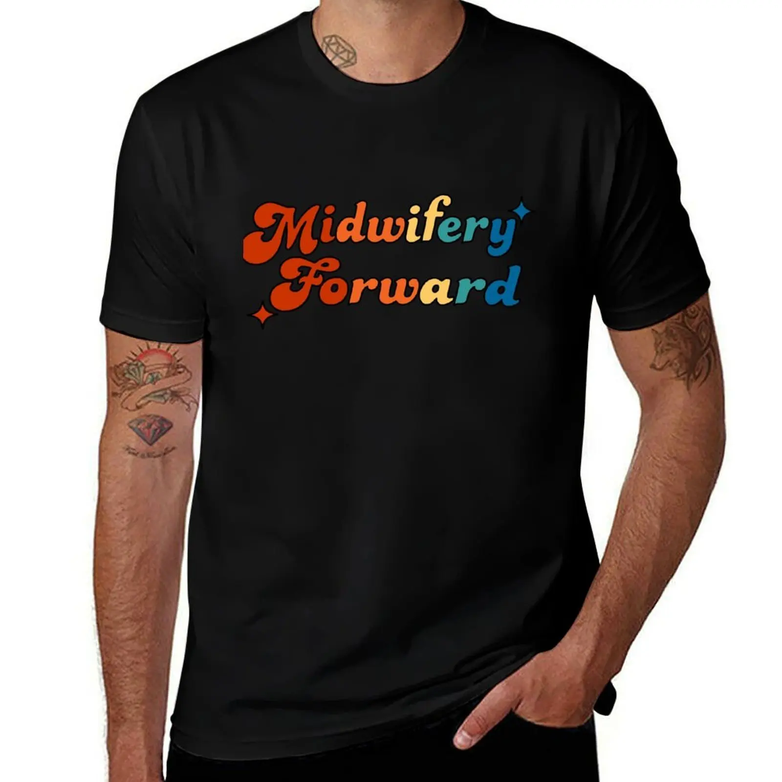 Midwifery Forward Rainbow T-Shirt Casual Minimalist Short Sleeve Top T-Shirt