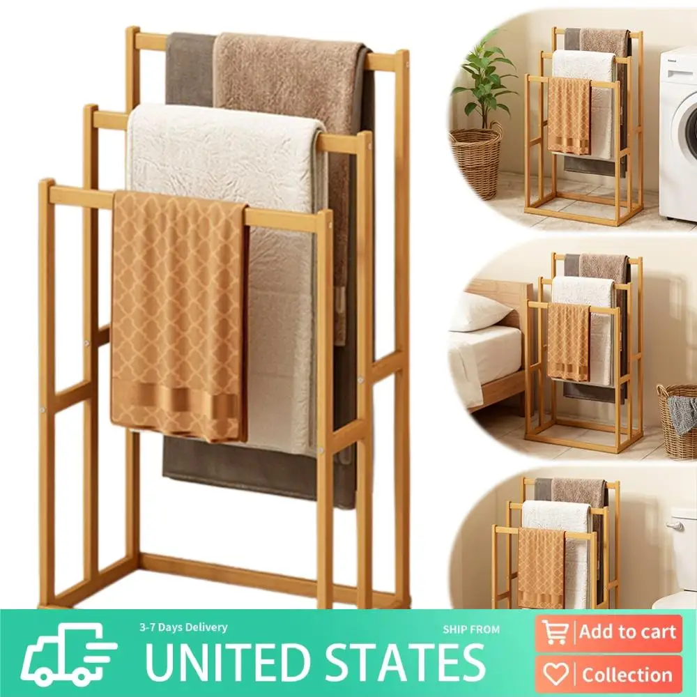 

Wood Vertical Towel Rack with 3 Hanging Crossbars for Bathroom Dorm Bedroom (68)