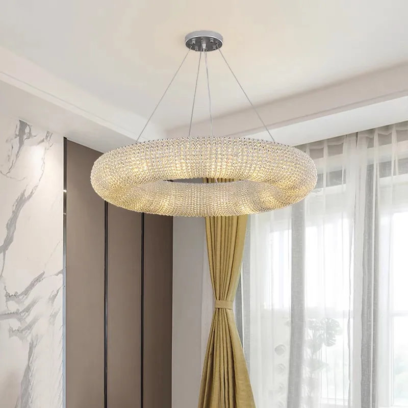 Modern Luxury Circle Crystal Chandelier For Living Room Led Home Decor Hanging Lamp Light Fixture Round Bedroom Cristal Lustre
